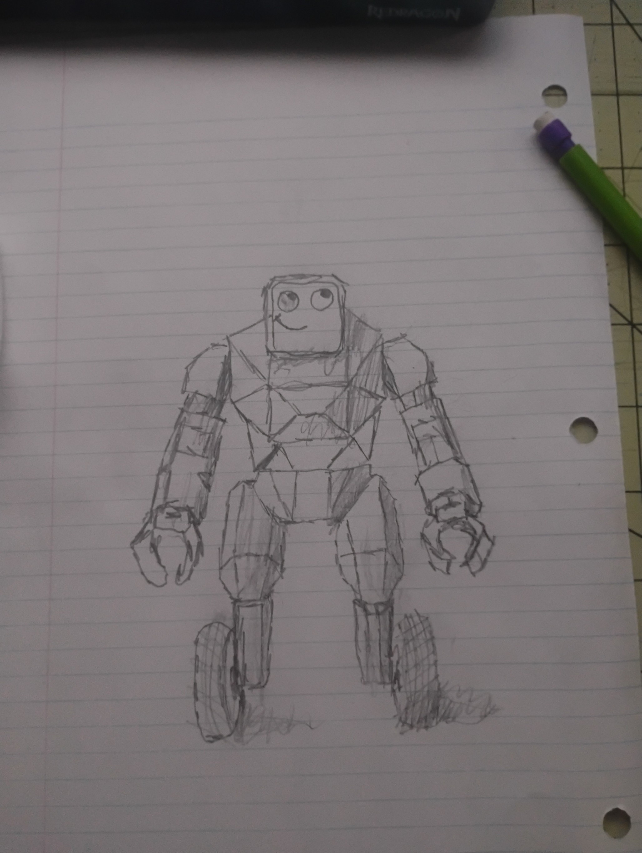 Original pencil sketch of Brody the robot