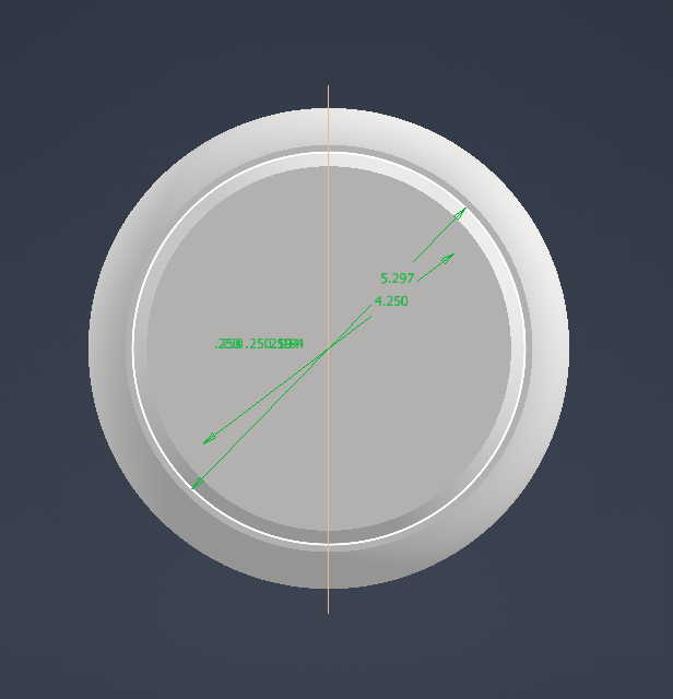 Front view of the wheel in Inventor with dimensions